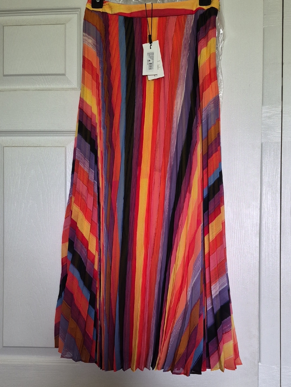 Milly Multicolor Pleated Stripe Midi Skirt NWT Size 2